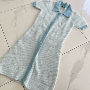 Fashion Nova Blue collared plush mini dress